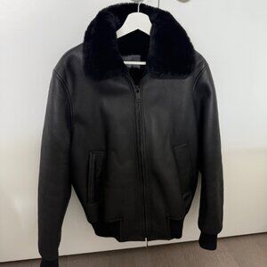 Men’s Sandro Shearling Jacket – Black – Size Small – Great Condition
